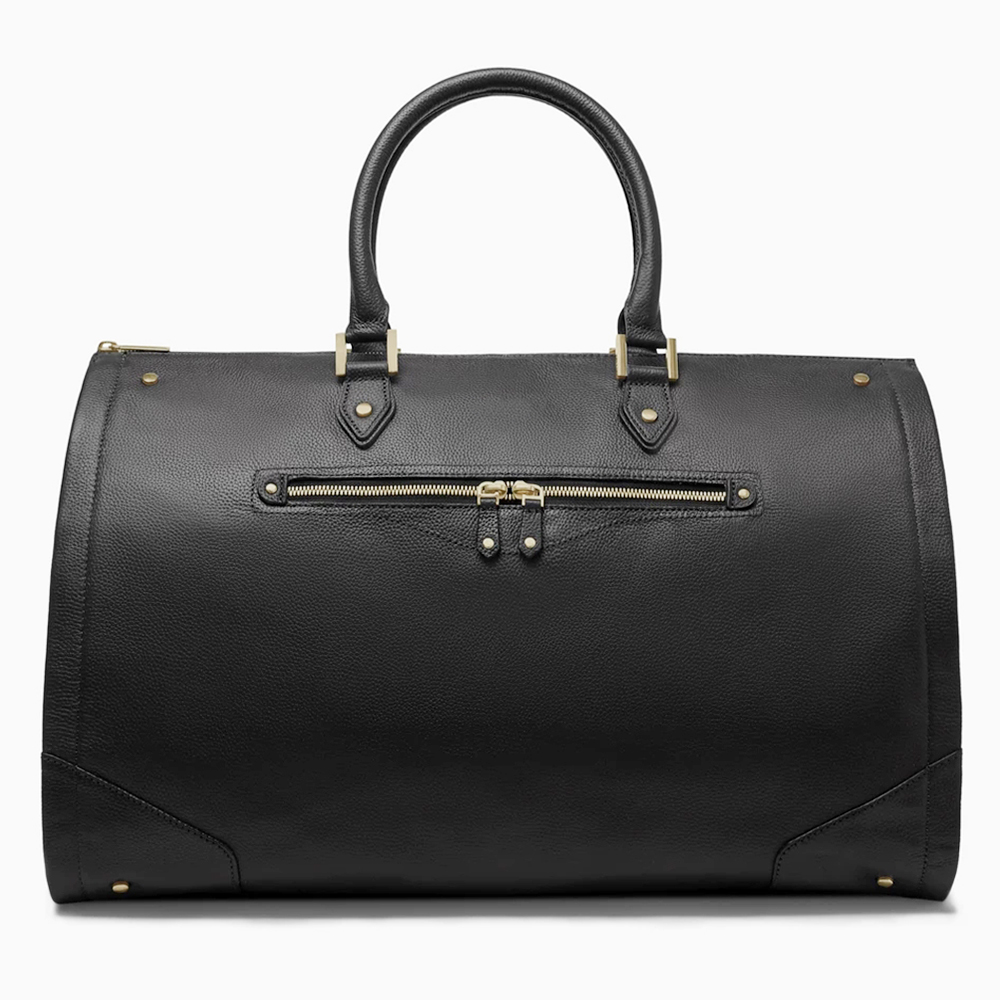 Wholesale Custom Workout Bag Factories –  Custom Black Pebble Leather Women Garment Overnight Bag Manufacturer – Champion