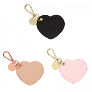 Custom Black Leather Heart Shape Keychain Keyring Manufacturer