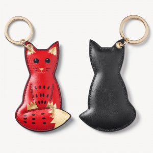 Custom Luxury Leather Fox Keychain Animal Key Chain Ring Manufacturer