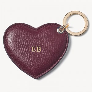 Custom Luxury Red Pebble Leather Heart Shape Keyring Key Chain Factory