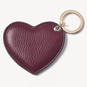 Custom Luxury Red Pebble Leather Heart Shape Keyring Key Chain Factory