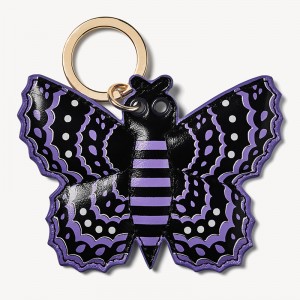 Custom Red Leather Butterfly Printing Luxury Keychain Key Ring Manufacturer