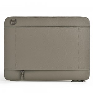 Custom Luxury Leather Laptop Case Tech Folio Zip Pouch Manufacturer