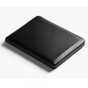 Custom Black Leather Tech Folio Laptop Case Sleeve Holder Manufacturer