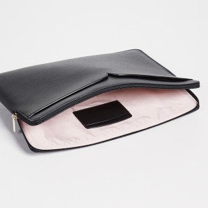 Custom Black Crossgrain Leather Laptop Case Sleeve Manufacturer
