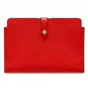 Custom Crossgrain Leather Red Slim Laptop Case Tablet Sleeve Manufacturer
