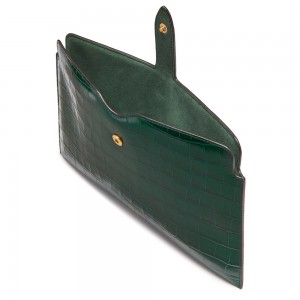 Custom Luxury Green Croc Leather Slim Laptop Sleeve Pouch Manufacturer