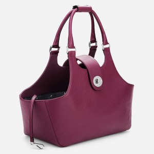 Custom Cherry Pebble Leather Pet Dog Tote Carrier Bag Factory