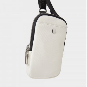 Custom White Leather Mens Crossbody Cell Phone Bag Carrying Case Manufacturer