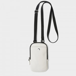 Custom White Leather Mens Crossbody Cell Phone Bag Carrying Case Manufacturer