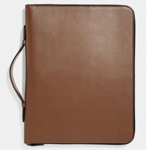 Custom Luxury Camel Leather Work Zip Folio Organizer Manufacturer
