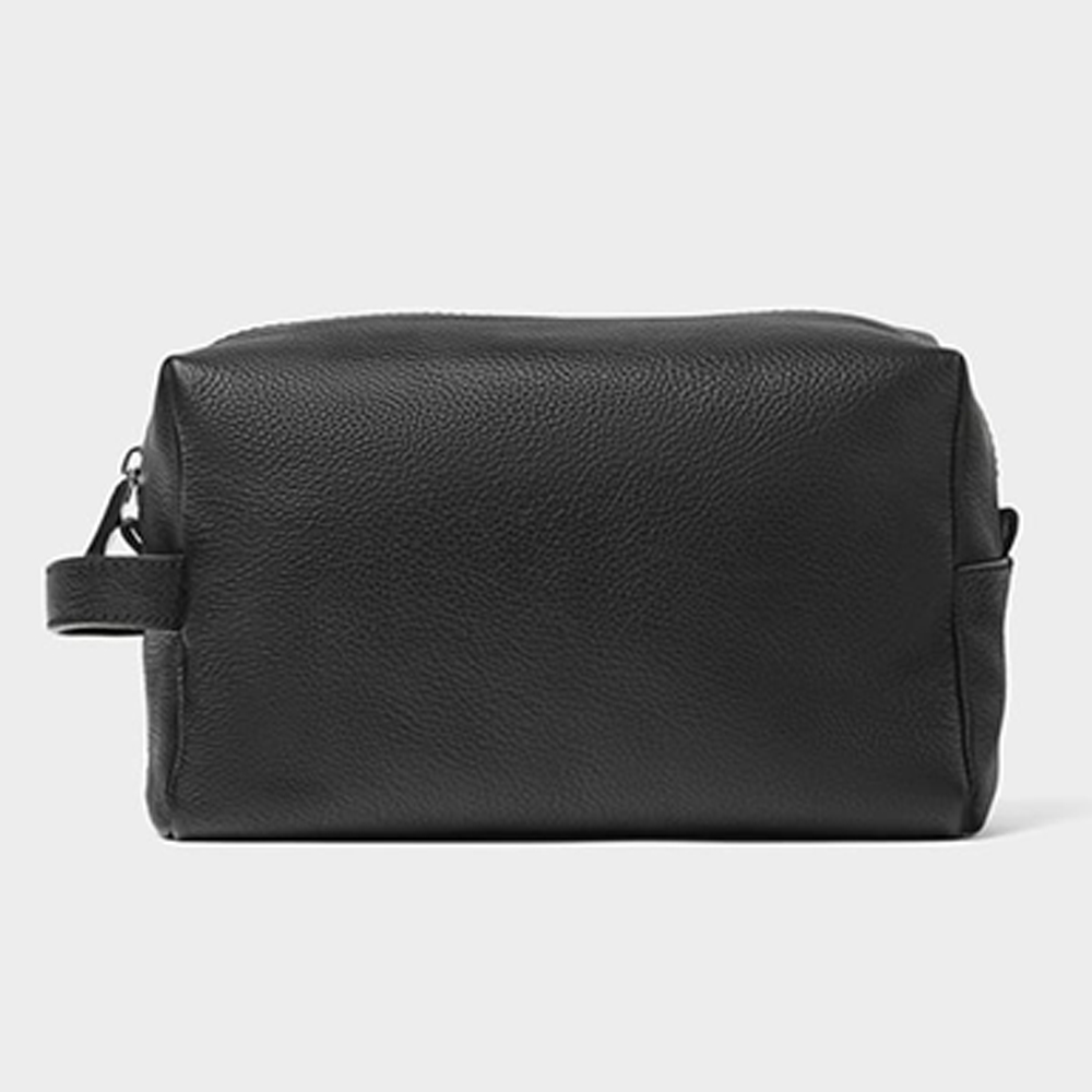 Gym Duffle Bag Factory –  Custom Black Leather Zip Mens Dopp Kit Wash Toiletry Bag Manufacturer – Champion