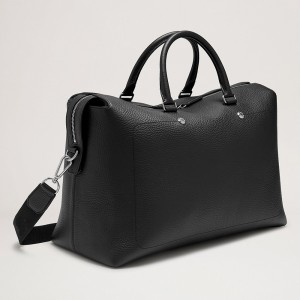 Custom Black Leather Mens City Fashion Duffle Weekender Bag Manufacturer