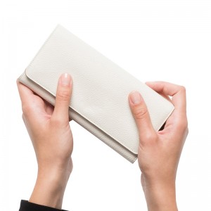 Custom White Leather Long Card Wallet Purse For Women Manufacturer