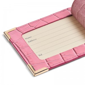 Custom Logo Luxury Pink Croc Leather Luggage Tag Holder Supplier
