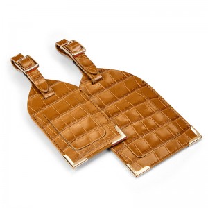 Custom Logo Luxury Croc Leather Luggage Tag Holder Supplier