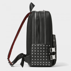 Custom Black Leather Studded Detail Laptop Urban Backpack For Men