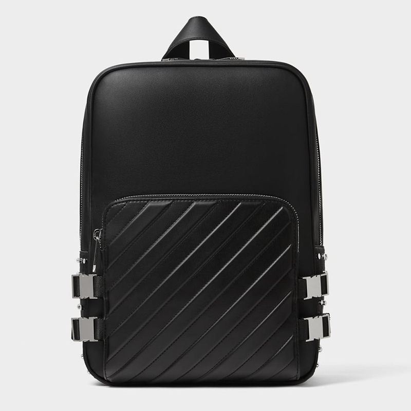 Wholesale Custom Canvas Backpacks For Men –  Custom Black Leather Studded Detail Laptop Urban Backpack For Men – Champion