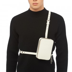 Custom Saffiano Leather Mini Crossbody Harness Men Chest Bag Supplier