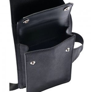 Custom Black Saffiano Leather Men Crossbody Harness Chest Bag Manufacturer