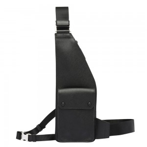 Custom Black Saffiano Leather Men Crossbody Harness Chest Bag Manufacturer