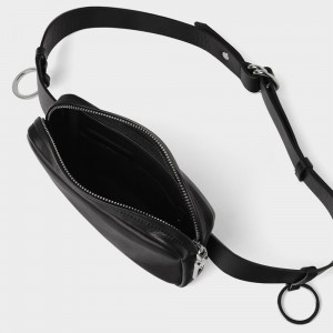 Custom Black PU Leather Men Fanny Pack Belt Waist Bag Manufacturer