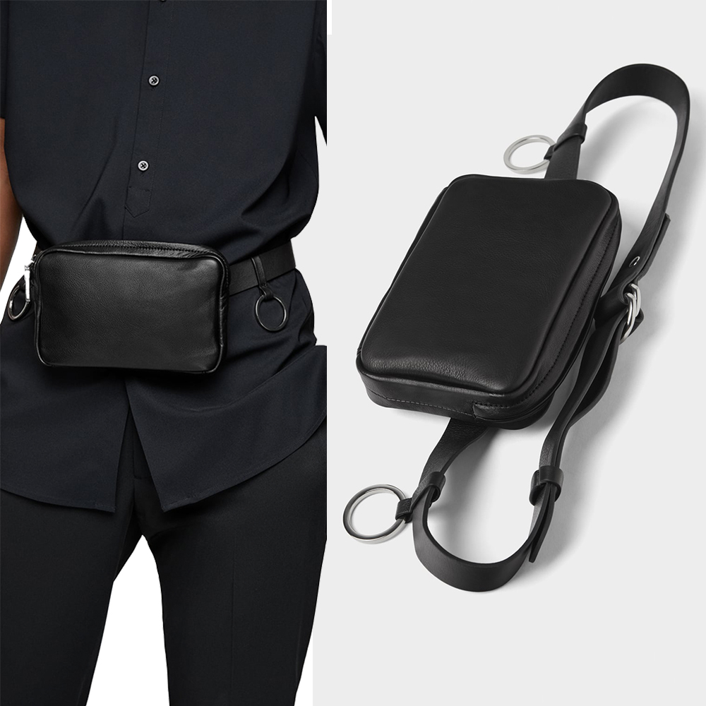 Mens Travel Toiletry Bag Manufacturers –  Custom Black PU Leather Men Fanny Pack Belt Waist Bag Manufacturer – Champion