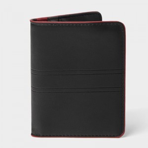 Custom Black Smooth Leather Billfold Mens Card Wallet Manufacturer