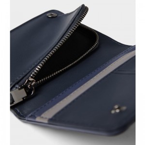 Custom Navy Smooth Leather Billfold Card Wallet For Men Manufacturer