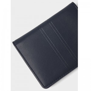 Custom Navy Smooth Leather Billfold Card Wallet For Men Manufacturer