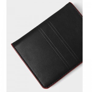Custom Black Smooth Leather Billfold Mens Card Wallet Manufacturer