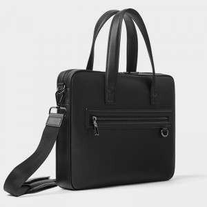 Custom Black Leather Laptop Bag Business Men’s Briefcase Manufacturer