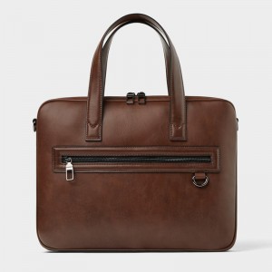 Custom Black Leather Laptop Bag Business Men’s Briefcase Manufacturer