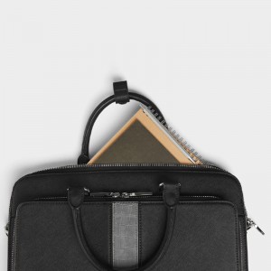 Custom Black Saffiano Leather Laptop Bag Men Business Briefcase Manufacturer