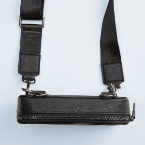 Custom Black Saffiano Leather Mens Mini Crossbody Bag Manufacturer