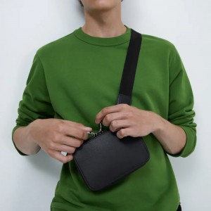 Custom Black Saffiano Leather Mens Mini Crossbody Bag Manufacturer