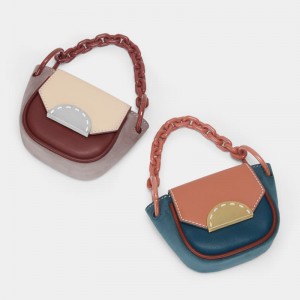 Custom Leather Women Mini Crossbody Bag With Chain