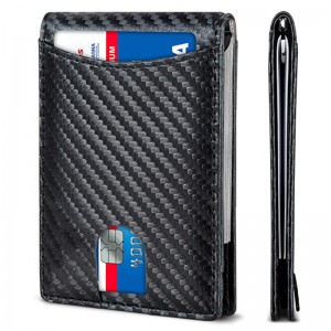 Wholesale Custom Genuine Leather Wallet –  Custom Carbon Fiber RFID Blocking Mens Money Clipper Card Wallet Manufacturer – Champion
