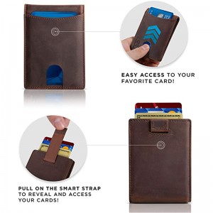 Custom Genuine Leather RFID Blocking Mens Money Clipper Card Wallet Manufacturer