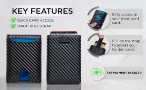 Custom Carbon Fiber RFID Blocking Mens Money Clipper Card Wallet Manufacturer