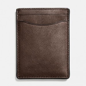 Custom Black Leather Slim Mens Card Holder With Money Clipper Factory