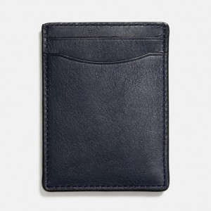 Custom Brown Leather Slim Mens Card Holder With Money Clip Manufacturer