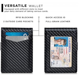 Custom Black Carbon Fiber Men RFID Money Clipper Card Wallet Manufacturer