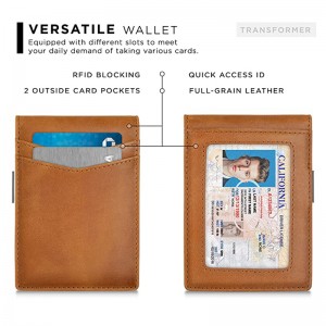 Custom Leather Mens RFID Card Holder Money Clipper Wallet Manufacturer