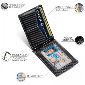 Custom Carbon Fiber RFID Blocking Money Clipper Card Wallet For Men Manufacturer