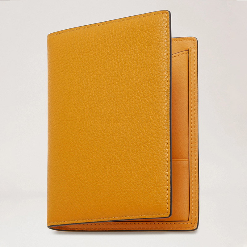 Wholesale Custom Leather Wallet Factory –  Custom Mudstard Pebble Leather Passport Holder Cover Manufacturer – Champion