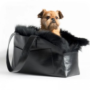 Custom Black Leather Animal Pet Cat Dog Tote Carrier Bag Manufacturer