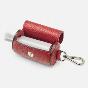 Custom Luxury Red Pebble Leather Pet Dog Pop Bag Holder Manufacturer