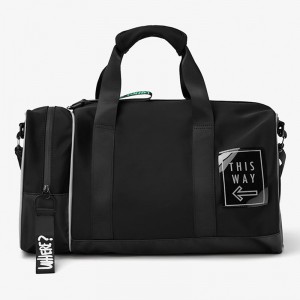 Custom Fashion Black Nylon Kids Sport Overnight Travel Weekender Bag