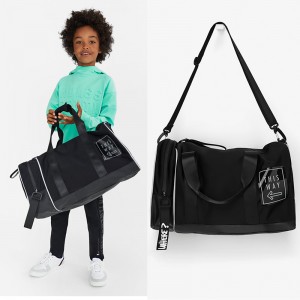 Custom Fashion Black Nylon Kids Sport Overnight Travel Weekender Bag